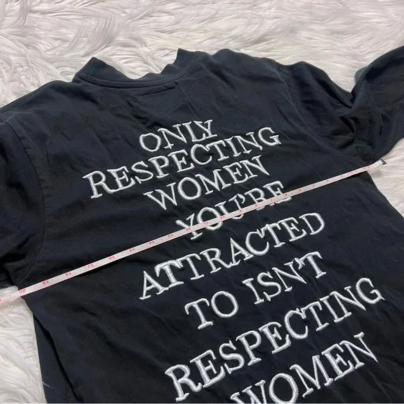 CHNGE organic cotton embroidered- Black Long Sleeve Top with White Text - Picture 7 of 7